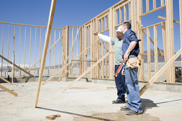 Builders on construction site