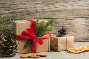Handmade christmas gifts on a table.
