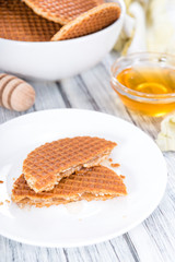 Crispy Waffles filled with honey
