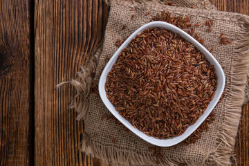 Heap of red Rice (close-up shot)