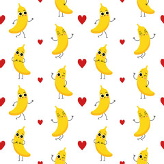 Bananas, vector seamless pattern