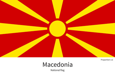 National flag of Macedonia with correct proportions, element, colors