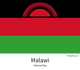Obraz premium National flag of Malawi with correct proportions, element, colors