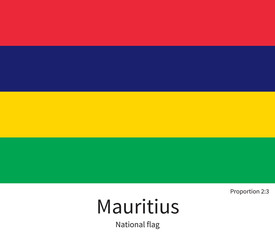 National flag of Mauritius with correct proportions, element, colors