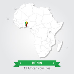 Benin. All the countries of Africa. Flag version.