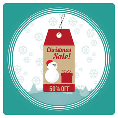 christmas sale illustration over white and green background