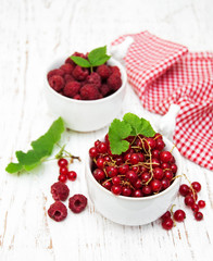 red currant and raspberries