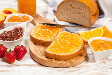 Obraz na płótnie Canvas Slices of bread with jam