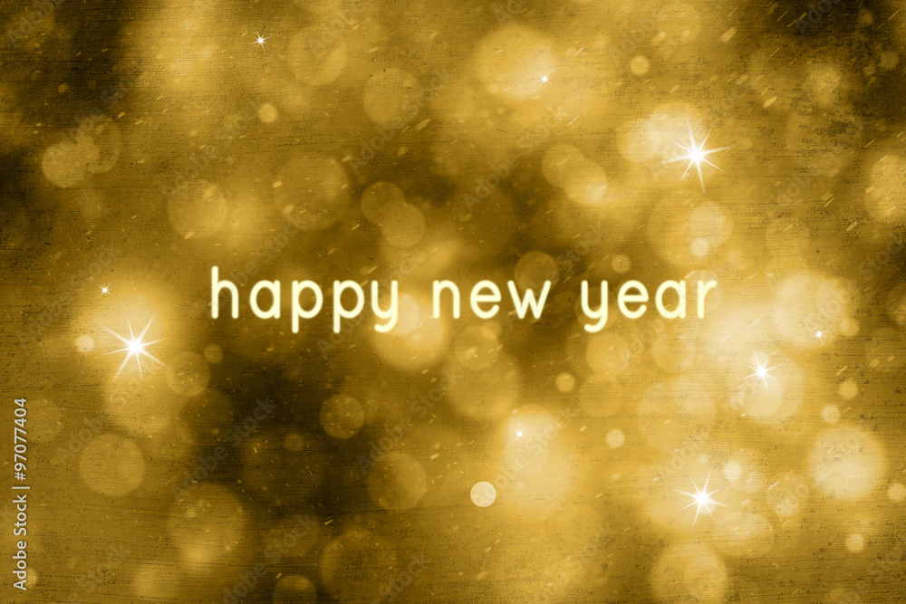 Poster grunge textured magical gold abstract bokeh sparkle with blurred happy new year message copy space b