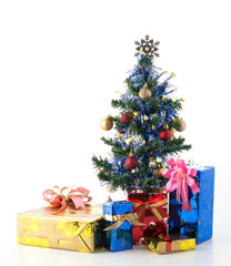 gift box and christmas tree