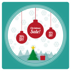 Naklejka premium christmas sale illustration over white and green background