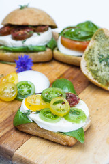 fresh mozzarella tomato sandwiches with basil