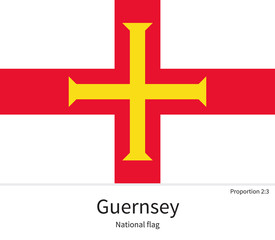 Obraz premium National flag of Guernsey with correct proportions, element, colors