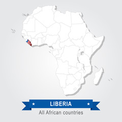 Liberia. All the countries of Africa. Flag version.