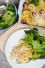 French traditional potato gratin tartiflette of Savoie
