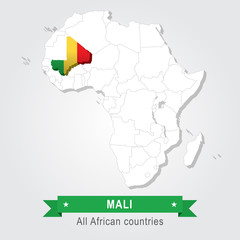 Mali. All the countries of Africa. Flag version.