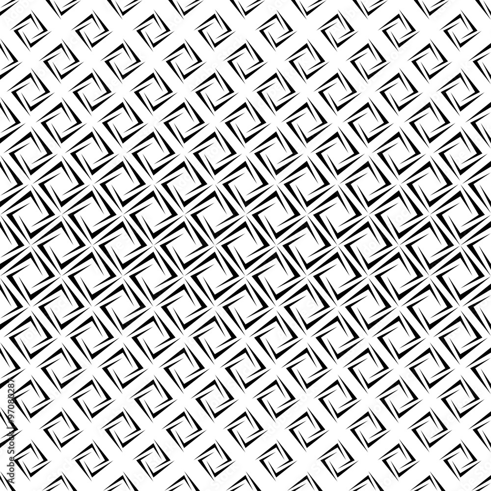 Poster monochrome repeating rectangular spiral pattern
