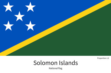 National flag of Solomon Islands with correct proportions, element, colors