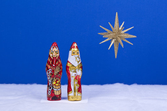 Weihnachtsstern und Winterlandschaft