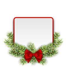 Winter Greeting Card with Fir Branches and Bow