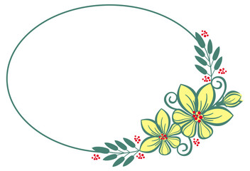 Round colorful frame with flowers