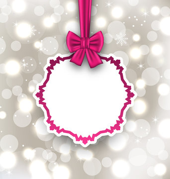 Greeting Card with Bow Ribbon on Light Background