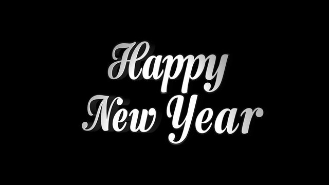 Happy New Year Text, ONLY Text, with Alpha Channel, Rotation, Loop, 4k
