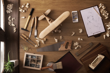 DIY project at home: wooden toy airplane