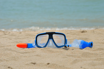 Snorkel gear by the sea