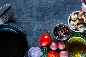 Ingredients on vintage background