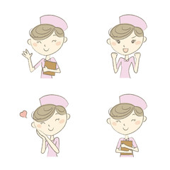 いろいろな表情とポーズの女性看護師