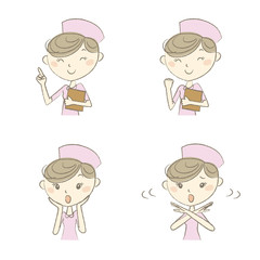 いろいろな表情とポーズの女性看護師