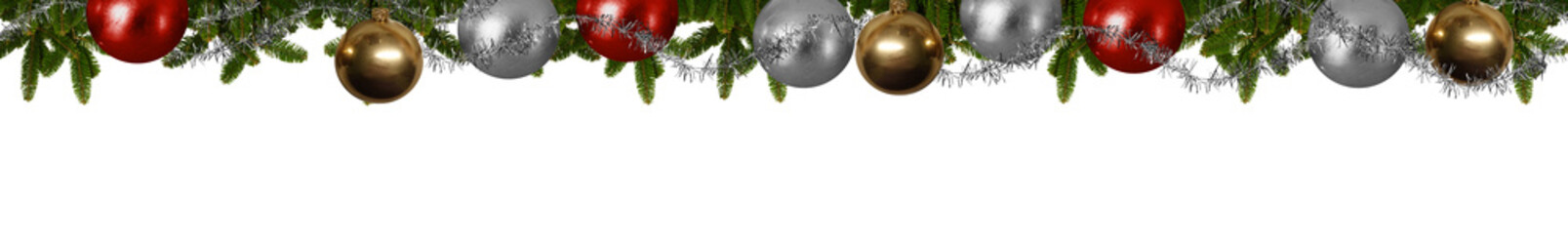 Weihnachtliches Panorama - Tannenzweige mit Christbaumkugeln