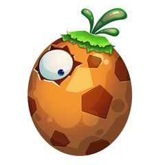 Illustration: The Plant Egg Monster isolated on White Background. Realistic Fantastic Cartoon Style Character / Monster Design.
