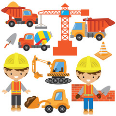 Boy worker vector illustration