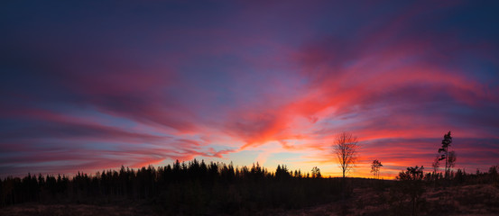 Beautiful vibrant sunset clouds view landscape