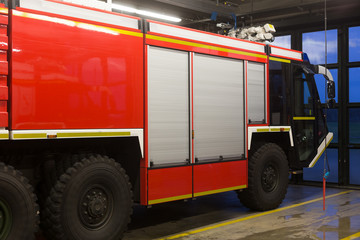 airport fire truck in the evening