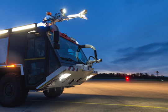 Airport Fire Truck In The Evening