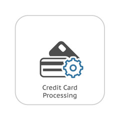 Credit Card Processing Icon. Flat Design.