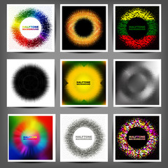 set of color banners halfton