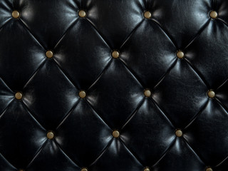 Black leather upholstery with gold buttons