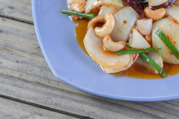 Thai Food: Fried asparagus with shrimp as food taste delicious.