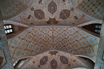 Beautiful ceiling of Ali Qapu Palace in Isfahan, Iran.