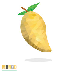 rip mango fruit polygonal isolated illustration on white backgro