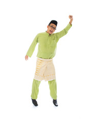 malay male jumping in joy