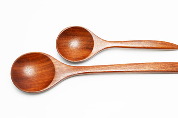 wooden spoon on white background