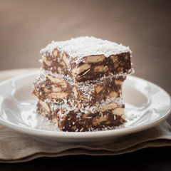 Chocolate Coconut Slice with Biscuits