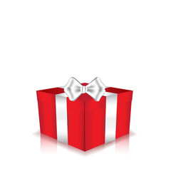 red gift box with white ribbon