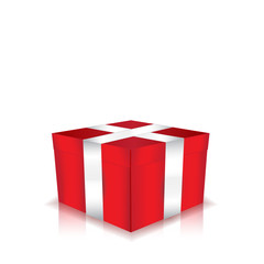 red gift box with white ribbon
