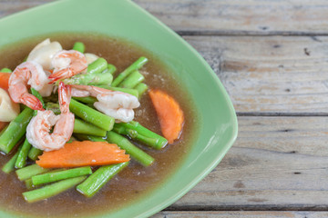 Thai Food: Fried asparagus with shrimp as food taste delicious.